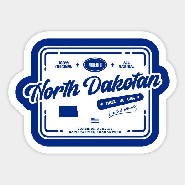 Authentic North Dakotan Cool Vintage Light Stamp Print North Dakota Resident Gift Sticker by Space Surfer 